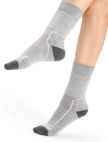 Dámské Ponožky Icebreaker Merino Hike+ Medium Crew Bílé Šedé | CZ 1514PJJQ